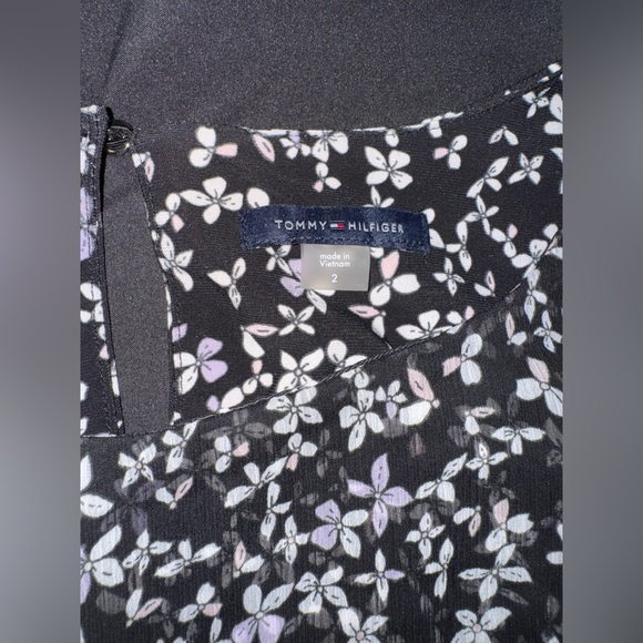 Tommy Hilfiger Black and White Maxi A-Line Skirt Asymmetrical Cocktail - Picture 3 of 6